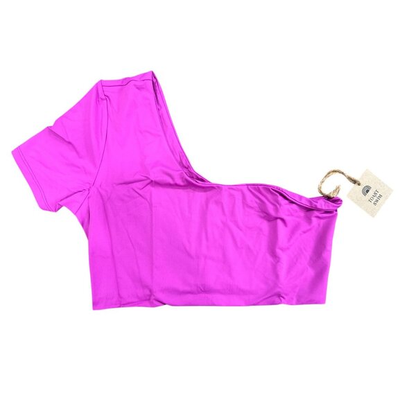 FREE PEOPLE X Toast Swim Women Signature One Shoulder Crop Top Purple MEDIUM - Picture 1 of 6